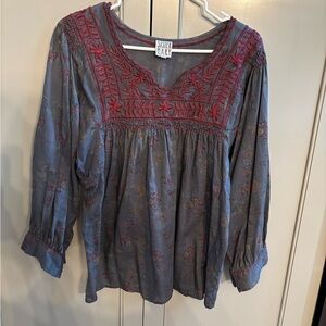 Sister Mary boho floral Embroidered Top sz medium